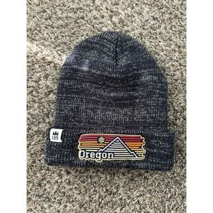 Little Bay Root OREGON Logo Beanie Hat Heathered Blue OSFM